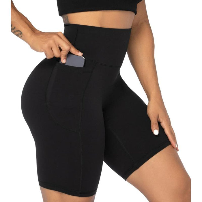 Women High Biker Shorts With Pockets