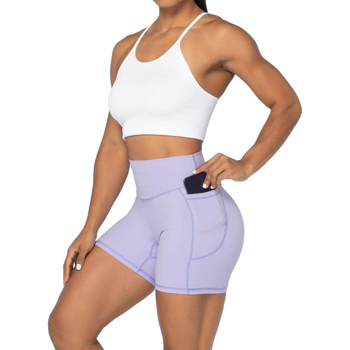 Women High Biker Shorts With Pockets