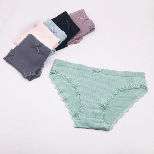 6 Pieces Solid Cotton Underwear - Comfy Women Underwear